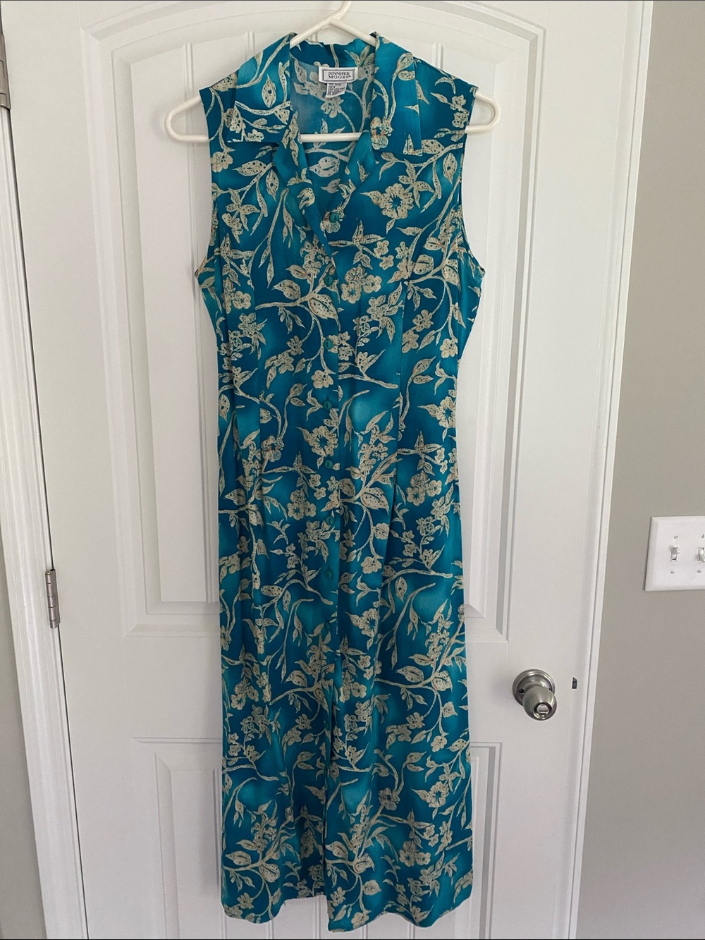 Teal and Cream Floral Maxi Dress by Jennifer Moore size Small